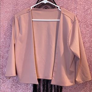 Warm Nude Pink Cropped Shrug Blazer Cardigan